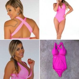 Hot Pink Bodysuit with Cups - XS/S/M
